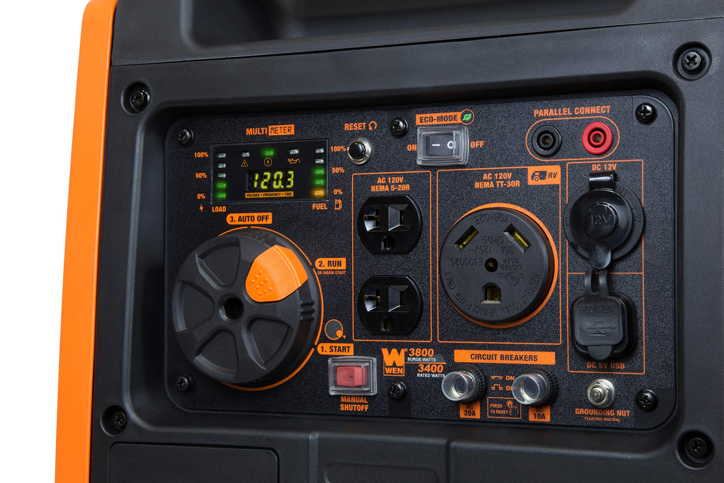 WEN 56380i Super Quiet 3800-Watt RV-Ready Portable Inverter Generator with Fuel Shut-Off and Electric Start 3800 Watt