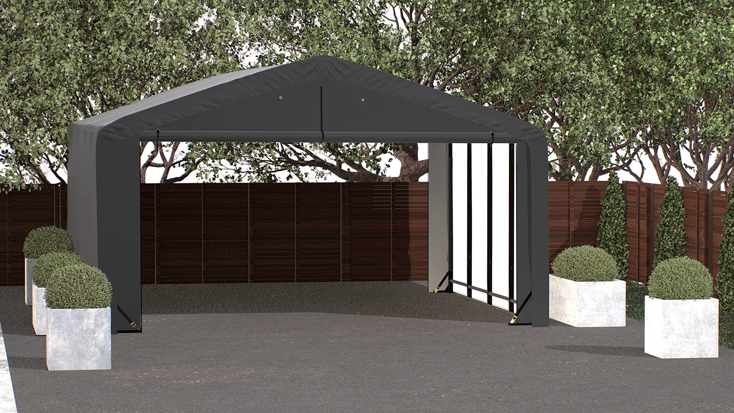 ShelterLogic ShelterTube Garage & Storage Shelter, 20' x 23' x 10' Heavy-Duty Steel Frame Wind and Snow-Load Rated Enclosure, Gray 20' x 23' x 10'