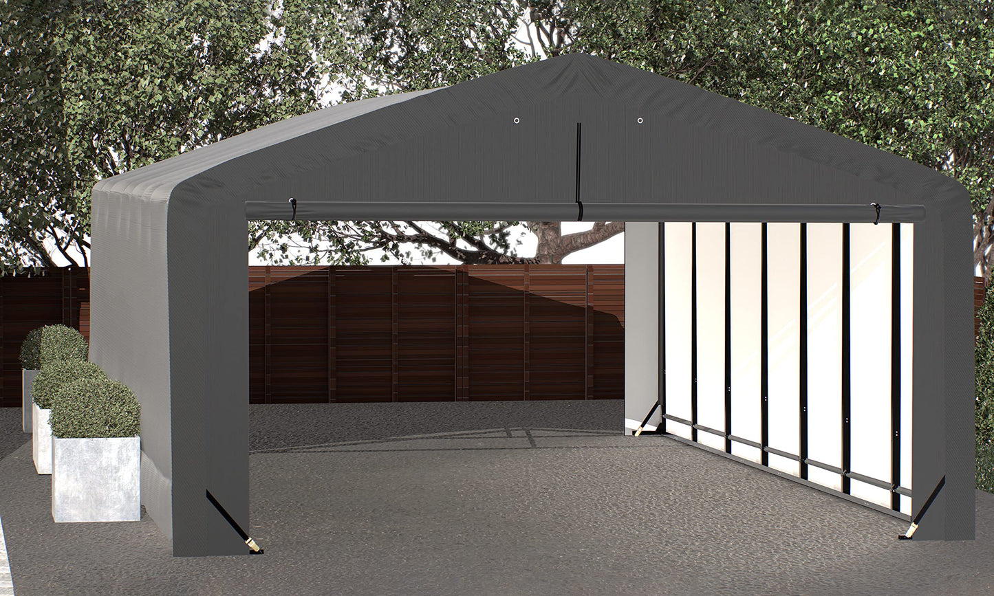 ShelterLogic ShelterTube Abri de garage et de stockage, 20' x 32' x 12', cadre en acier robuste, boîtier résistant au vent et à la neige, gris 20' x 32' x 12'