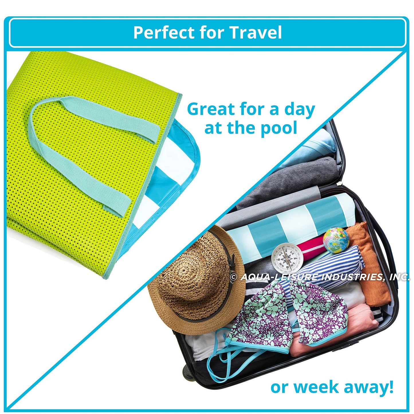 Aqua Original 4-in-1 Monterey Hammock Pool Float & Water Hammock – Multi-Purpose, Inflatable Pool Floats for Adults – Patented Thick, Non-Stick PVC Material Light BLUE – Hammock