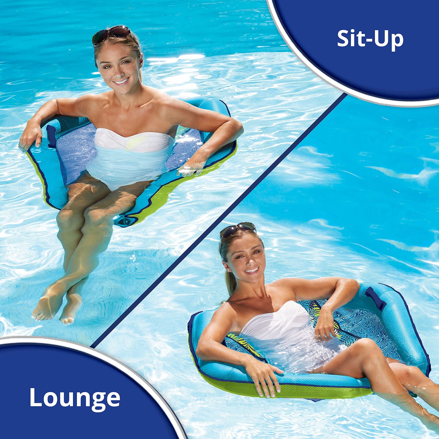 Aqua Pool Chair Float for Adults – Zero Gravity Pool Floats – Multiple Colors/Shapes/Styles – for Adults and Kids Floating Hex Pool Chair Blue Fern