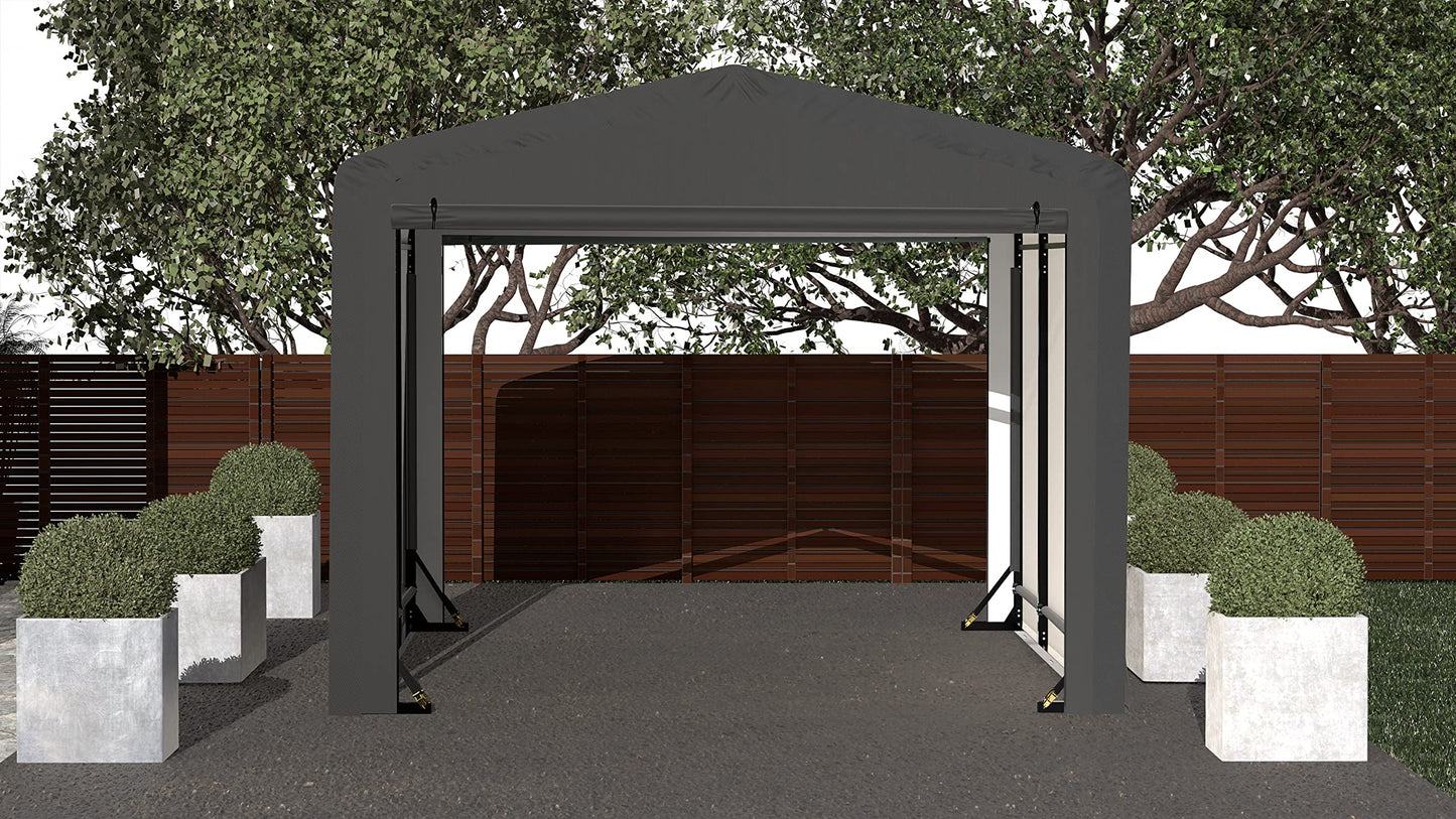 ShelterLogic ShelterTube Garage & Storage Shelter, 10' x 14' x 8' Heavy-Duty Steel Frame Wind and Snow-Load Rated Enclosure, Gray 10' x 14' x 8'
