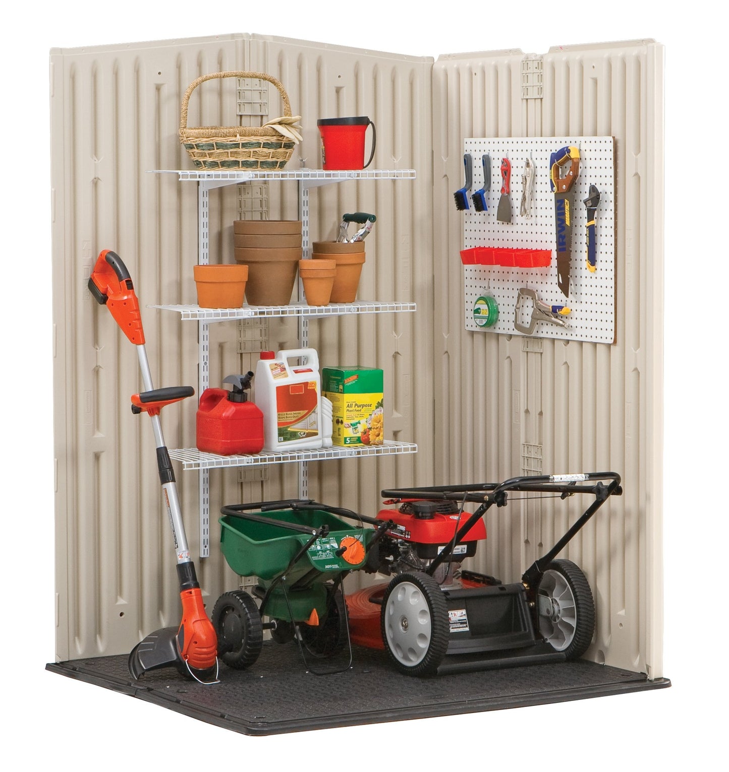 Rubbermaid Abri de rangement extérieur en résine résistant aux intempéries, 1,5 x 1,2 m, toit en bois de santal/onyx, pour jardin/arrière-cour/maison/piscine 1,5 x 1,2 m