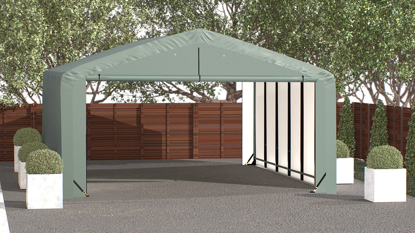 ShelterLogic ShelterTube Abri de garage et de stockage, 20' x 27' x 10', cadre en acier robuste, boîtier résistant au vent et à la neige, vert 20' x 27' x 10'
