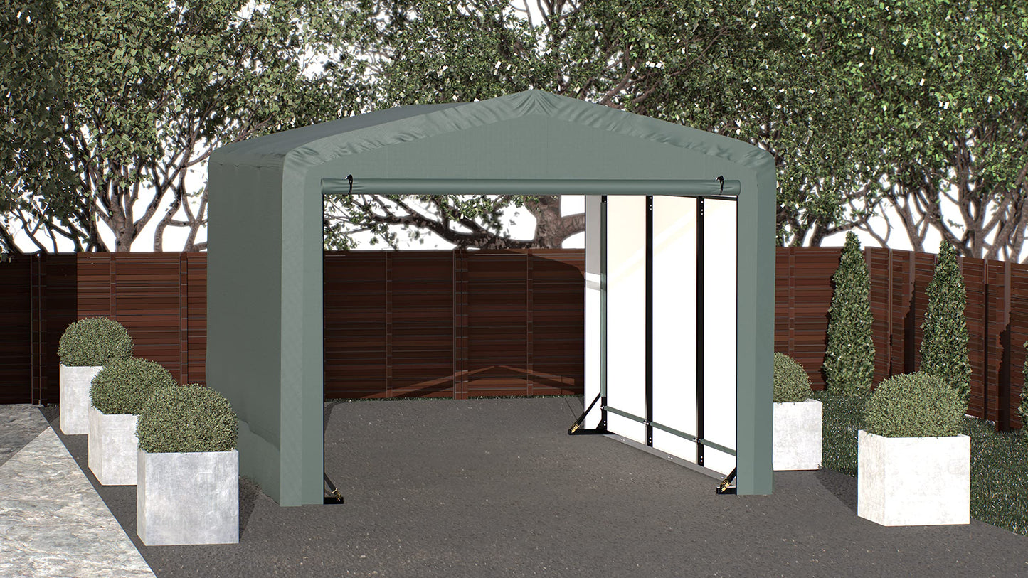 ShelterLogic ShelterTube Abri de garage et de stockage, 10' x 14' x 8', cadre en acier robuste, boîtier résistant au vent et à la neige, vert 10' x 14' x 8'