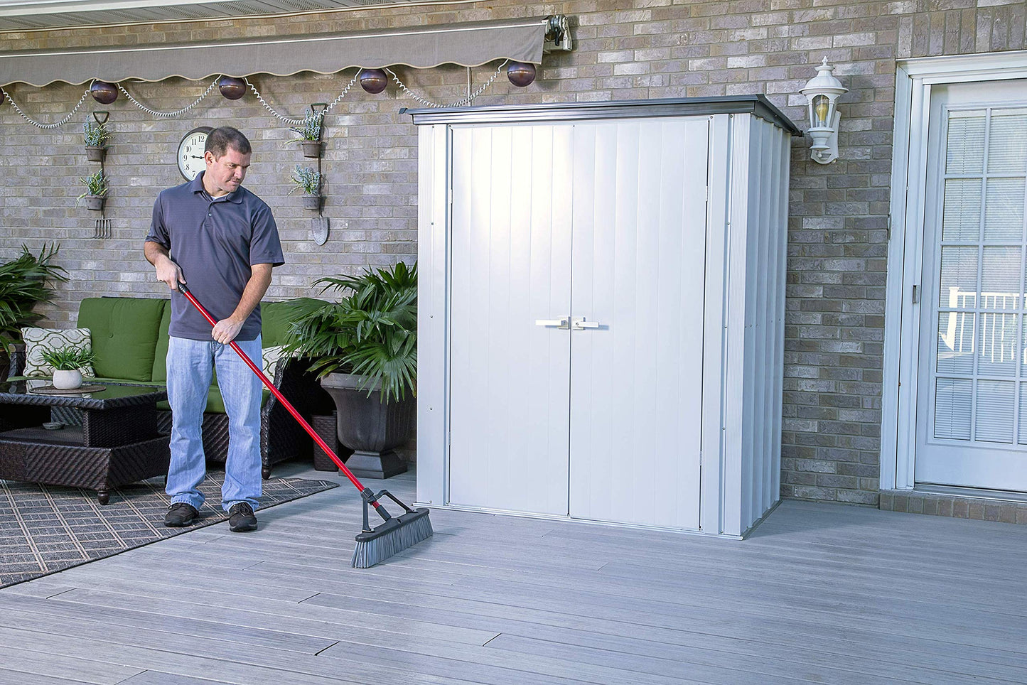 Arrow Shed Shed conçu 5' x 3' x 6' Kit compact d'extérieur en métal pour jardin, terrasse et abri de jardin, gris flûte et anthracite