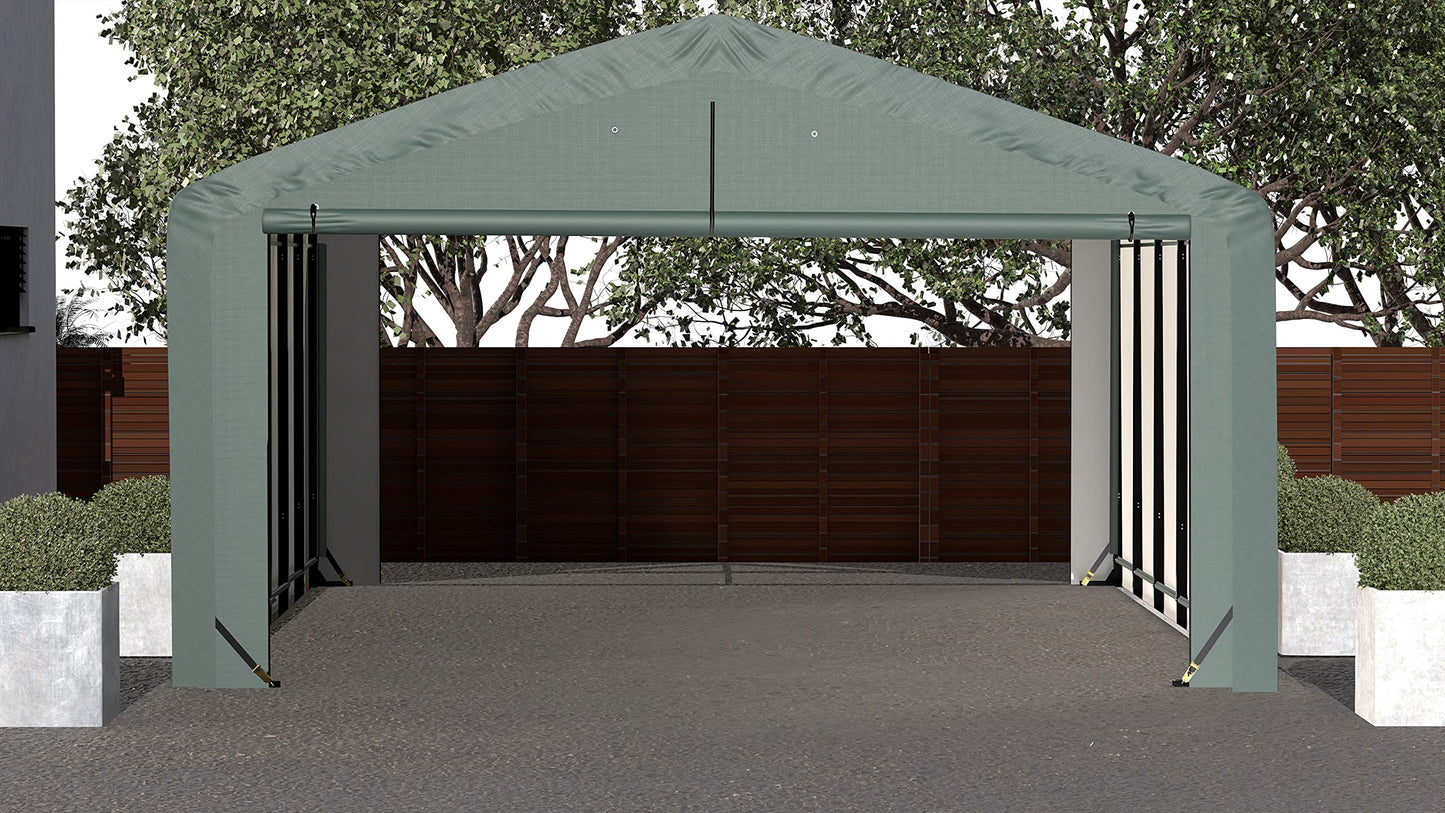 ShelterLogic ShelterTube Abri de garage et de stockage, 20' x 27' x 10', cadre en acier robuste, boîtier résistant au vent et à la neige, vert 20' x 27' x 10'