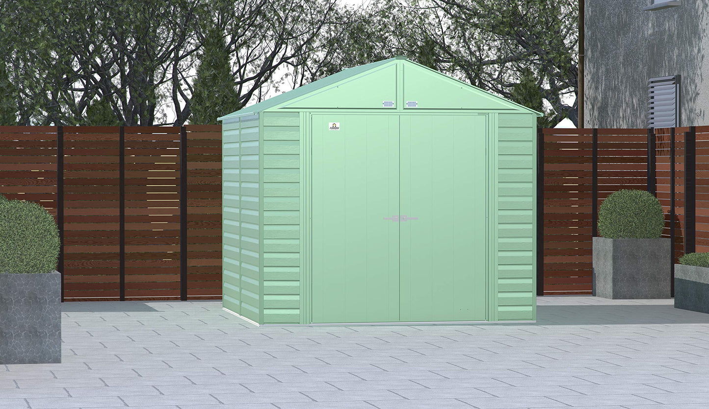 Arrow Shed Select 8' x 8' Outdoor Lockable Steel Storage Shed Building, Sage Green