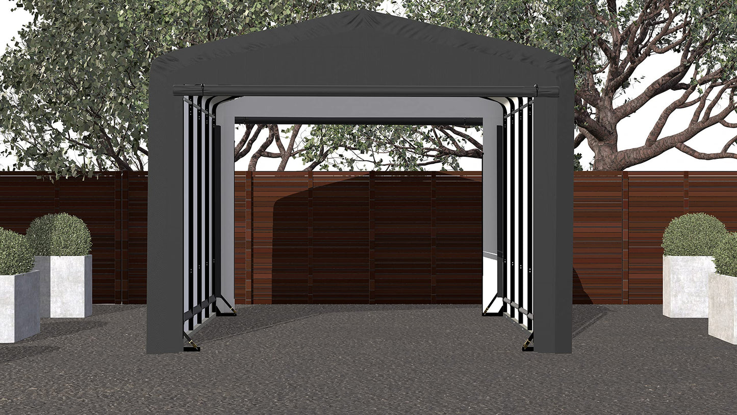 ShelterLogic ShelterTube Abri de garage et de stockage, 12' x 23' x 10', cadre en acier robuste, boîtier résistant au vent et à la neige, gris 12' x 23' x 10'