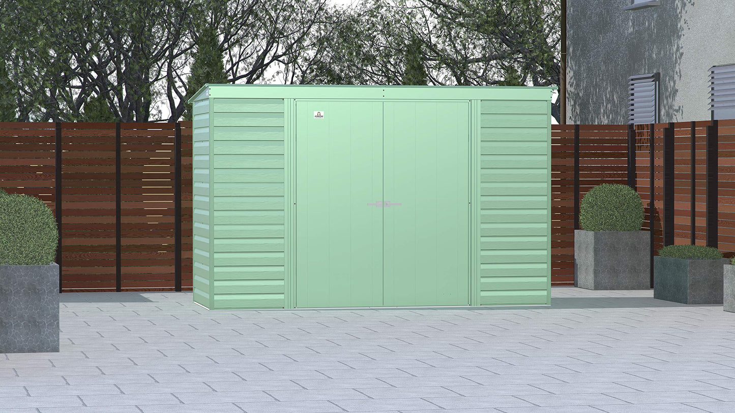 Arrow Shed Select Hangar de rangement extérieur verrouillable en acier, 10' x 4', vert sauge