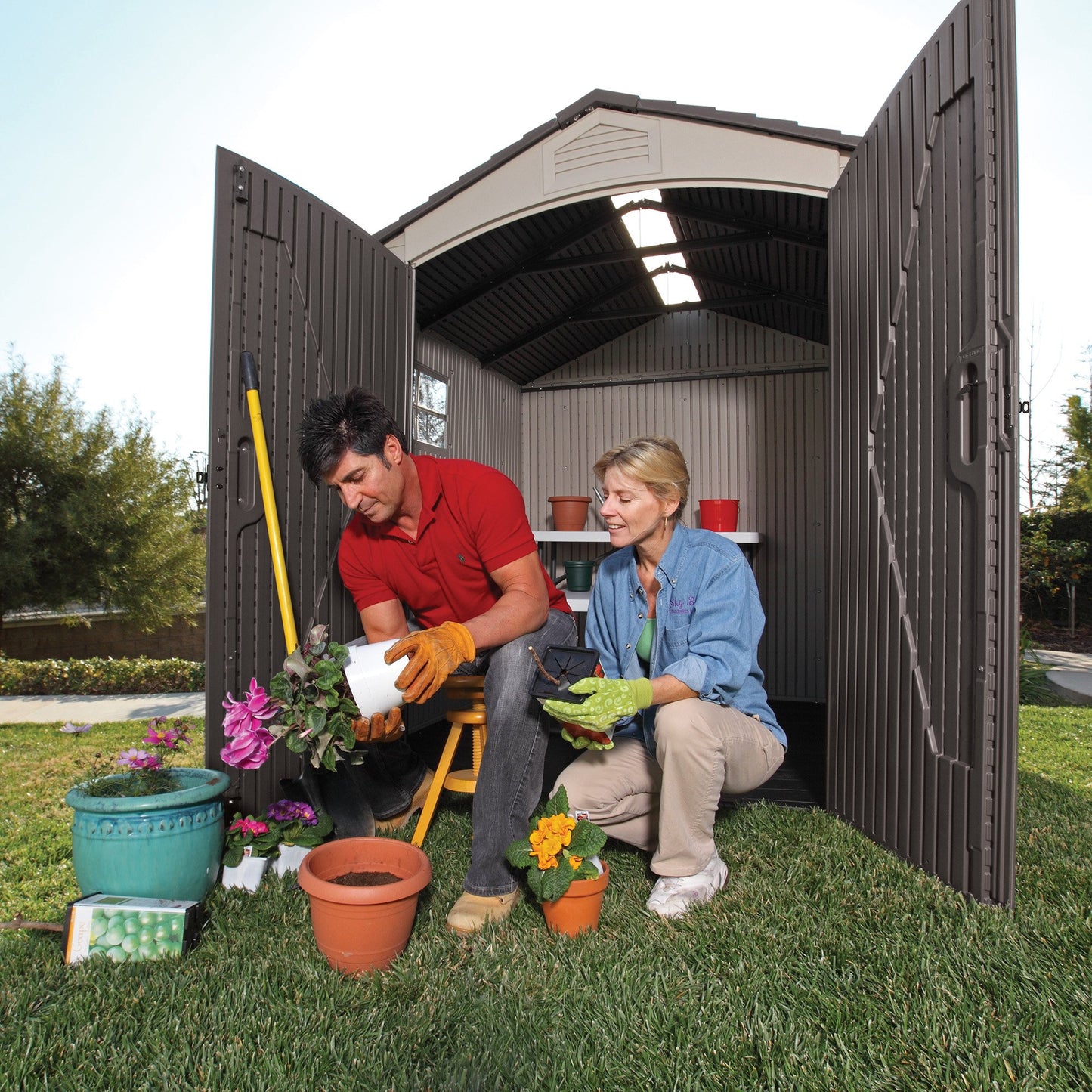 Lifetime 60042 7' X 7' Outdoor Storage Shed, Desert Sand 7 ft. x 7 ft.