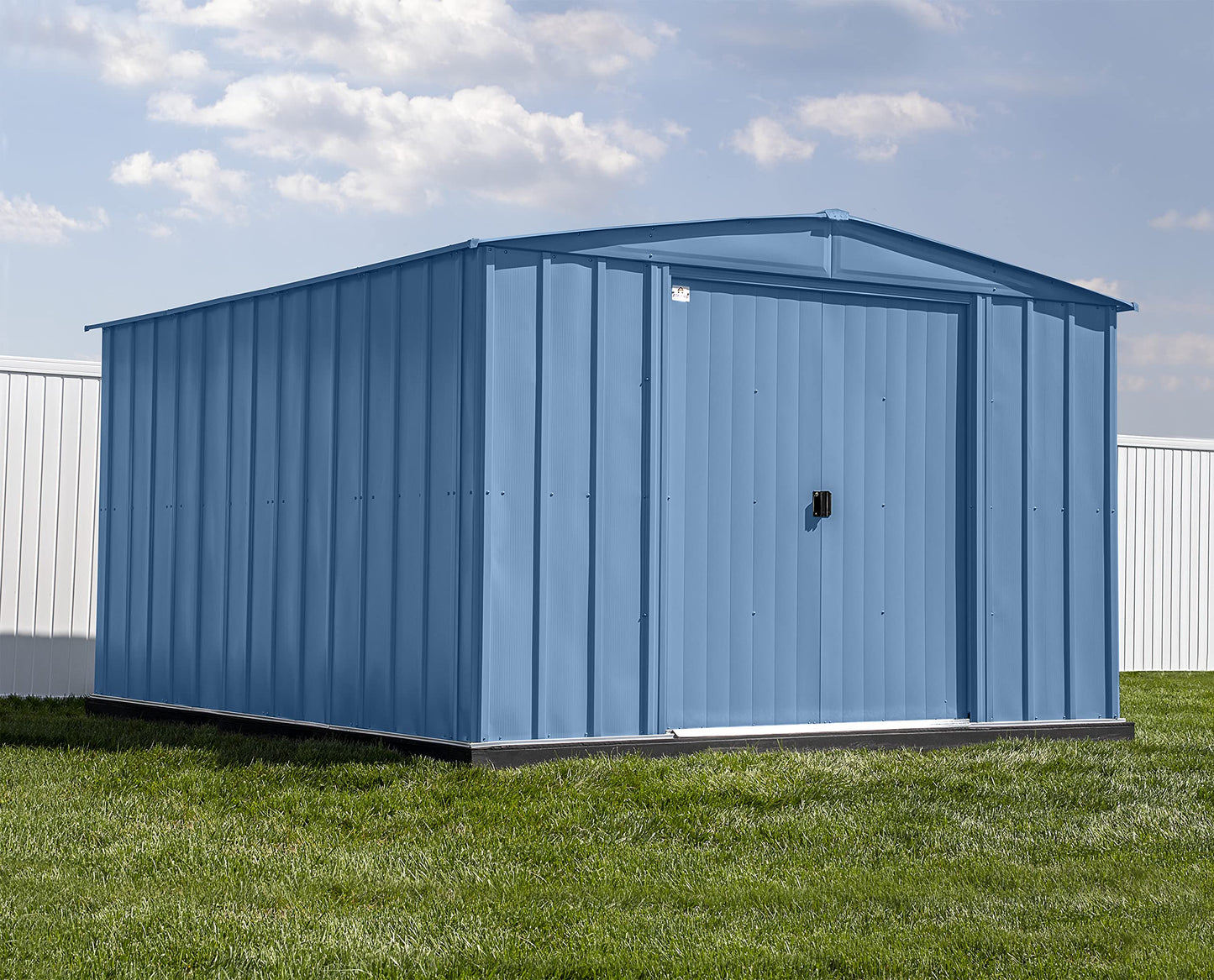 Arrow Shed Classic 10' x 14' Outdoor Padlockable Steel Storage Shed Building Blue Grey 10' x 14'