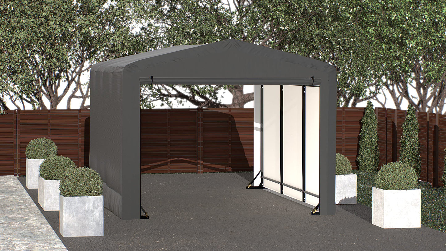 ShelterLogic ShelterTube Garage & Storage Shelter, 10' x 14' x 8' Heavy-Duty Steel Frame Wind and Snow-Load Rated Enclosure, Gray 10' x 14' x 8'
