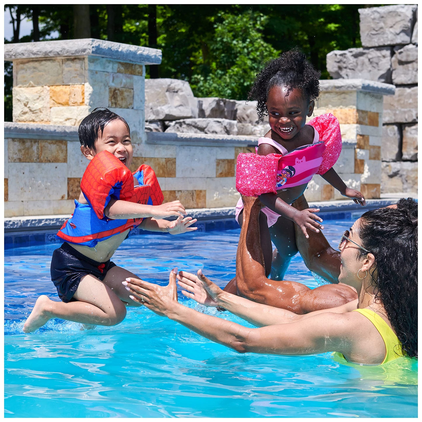 SwimWays Gabby's Dollhouse Swim Trainer, US Coast Guard Approved Life Vest Kids Swim Vest, Arm Floaties & Life Jackets for Kids 33-55 lbs, Gabby