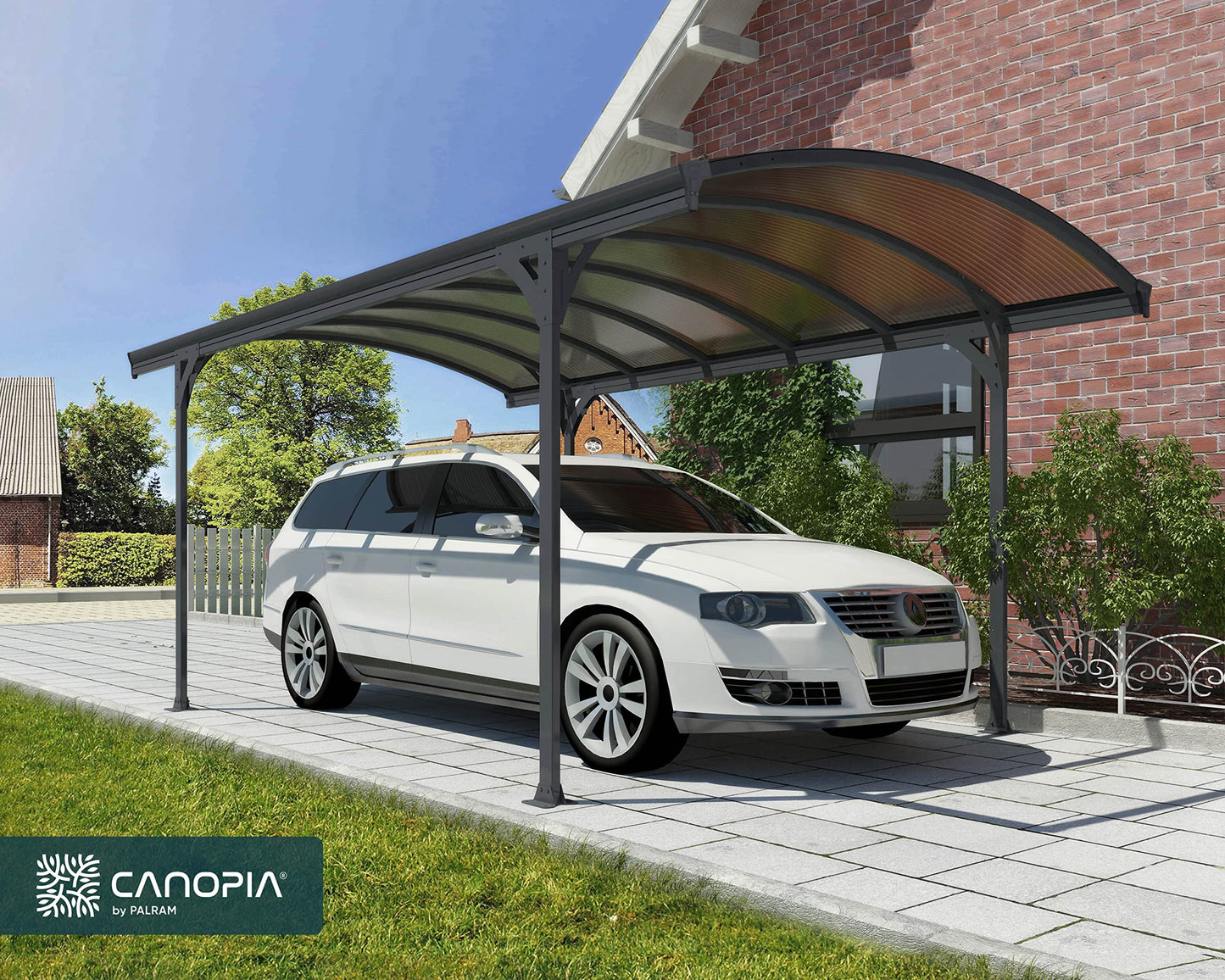 Palram - Carport Canopia Vitoria Gris Toit Arqué
