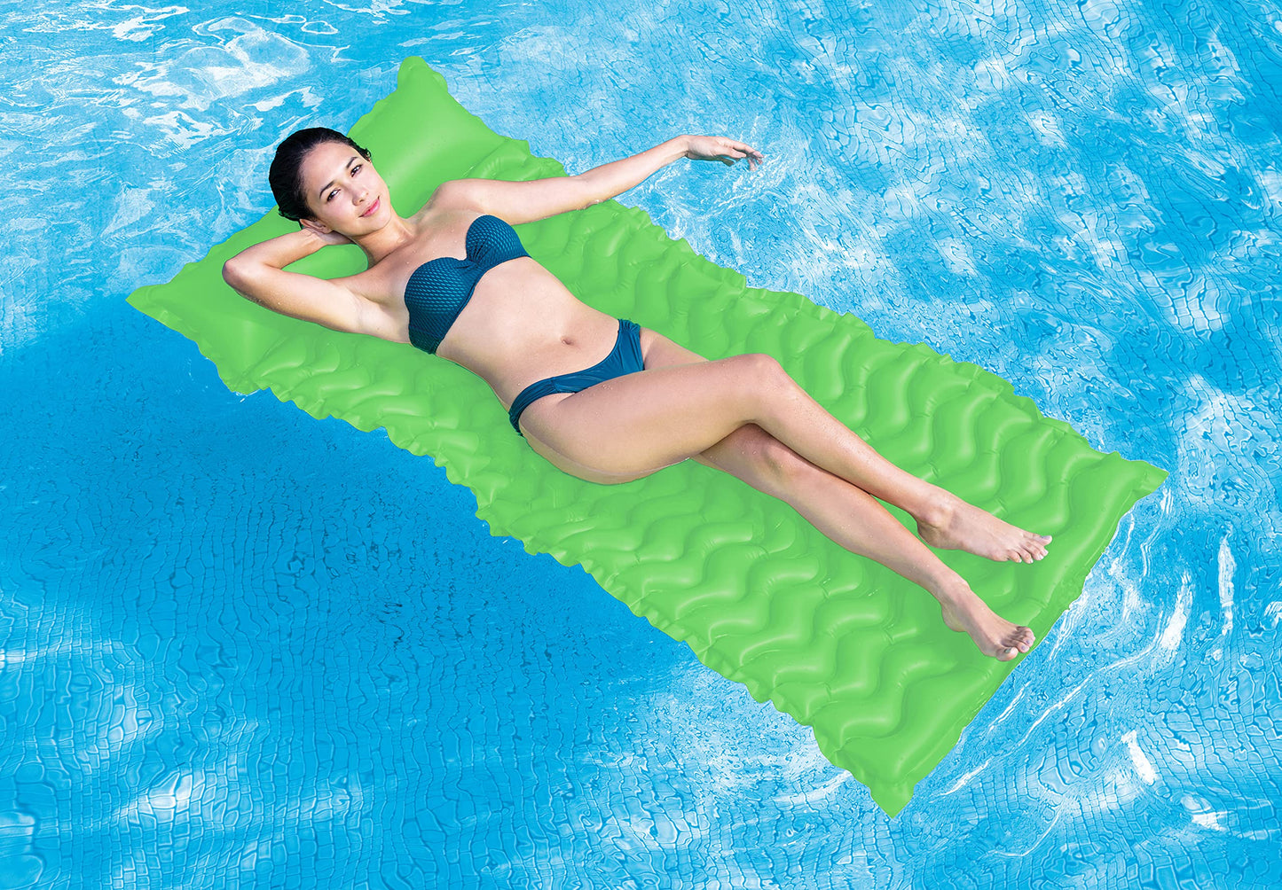 Intex Tote-N-Float Wave Inflatable Air Mat, 90-Inch X 34-Inch, 1-Piece (Color May Vary)