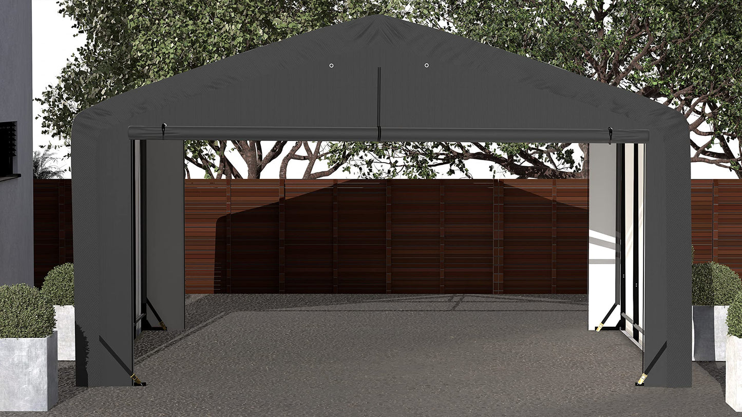 ShelterLogic ShelterTube Abri de garage et de stockage, 20' x 18' x 12', cadre en acier robuste, boîtier résistant au vent et à la neige, gris 20' x 18' x 12'