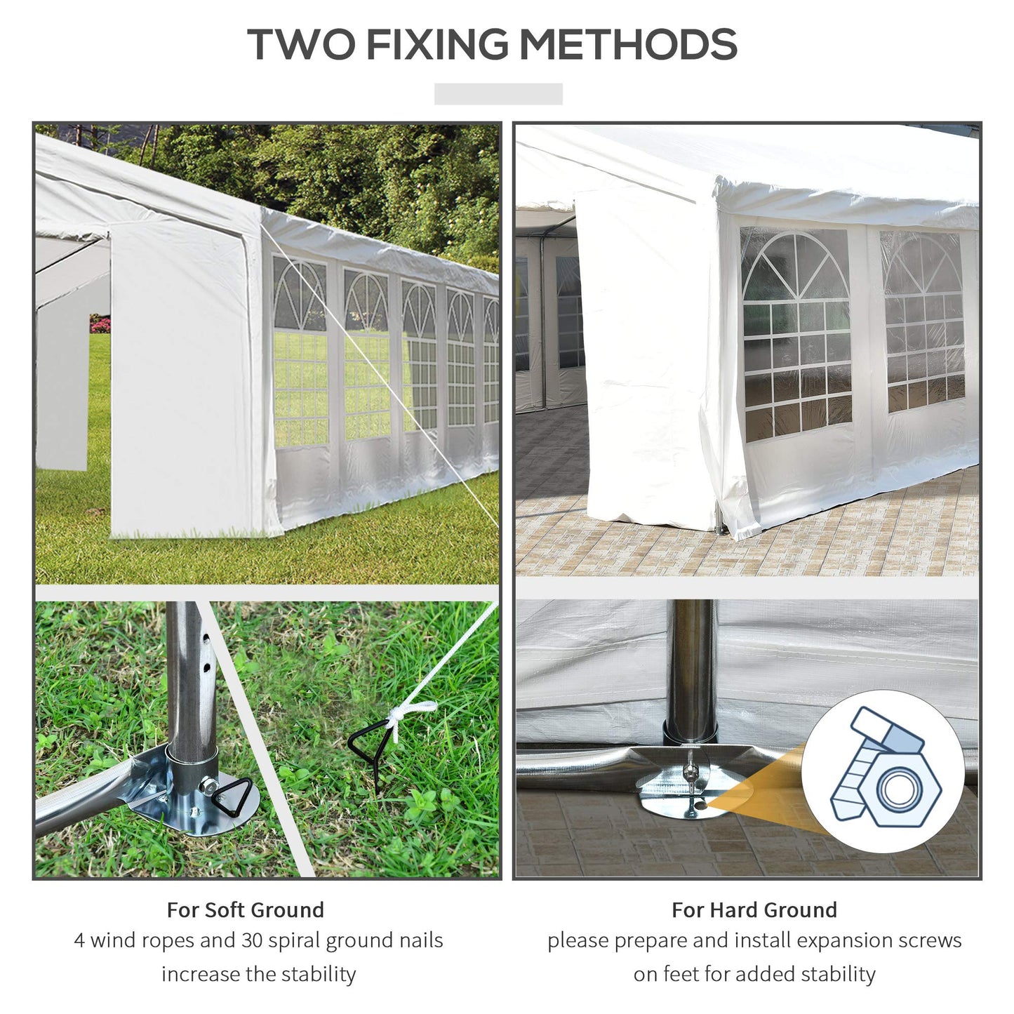Outsunny 20' x 40' Large Party Tent & Carport with Removable Sidewalls and Double Doors, Heavy Duty Canopy Tent Sun Shade Shelter, for Parties, Wedding, Outdoor Events, BBQ, White 20' x 40'