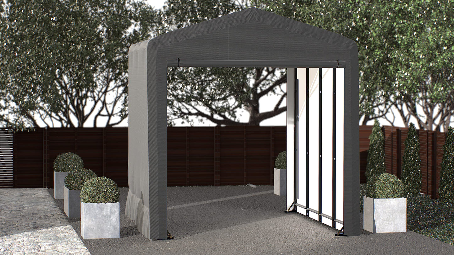 ShelterLogic ShelterTube Abri de garage et de rangement, 14' x 18' x 16', cadre en acier robuste, boîtier résistant au vent et à la neige, gris 14' x 18' x 16'