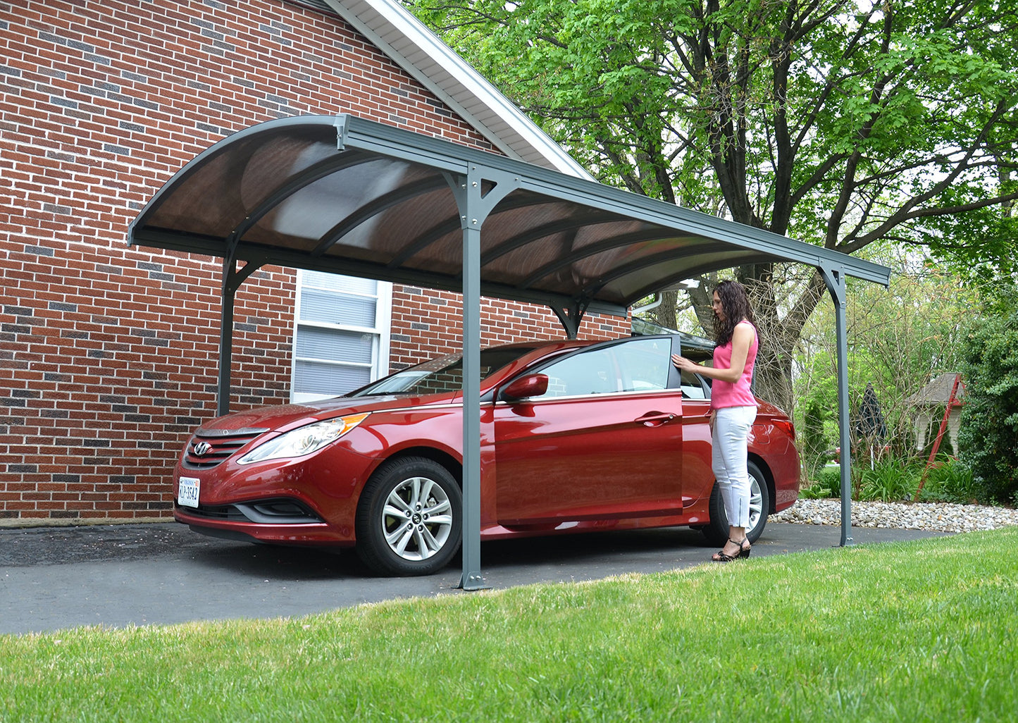 Palram - Carport Canopia Vitoria Gris Toit Arqué