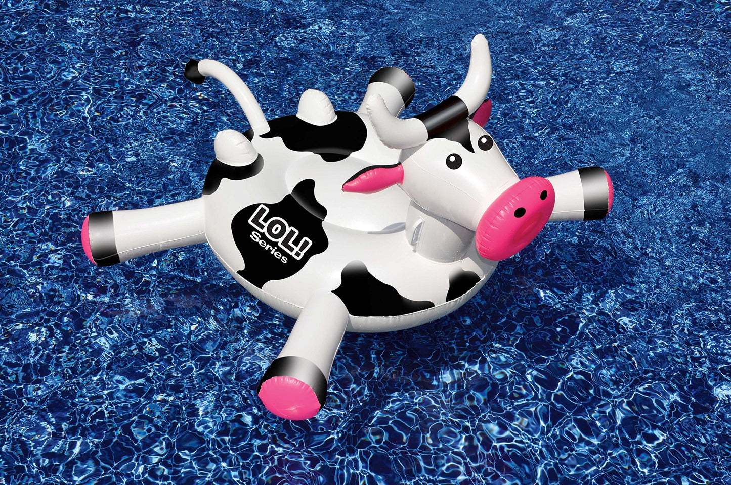 SWIMLINE Original Giant Ride On Inflatable Pool Float Lounge Series | Floaties W/Stable Legs Wings Large Rideable Blow Up Summer Beach Swimming Party Big Raft Tube Decoration Tan Toys for Kids Adults LOL Cow