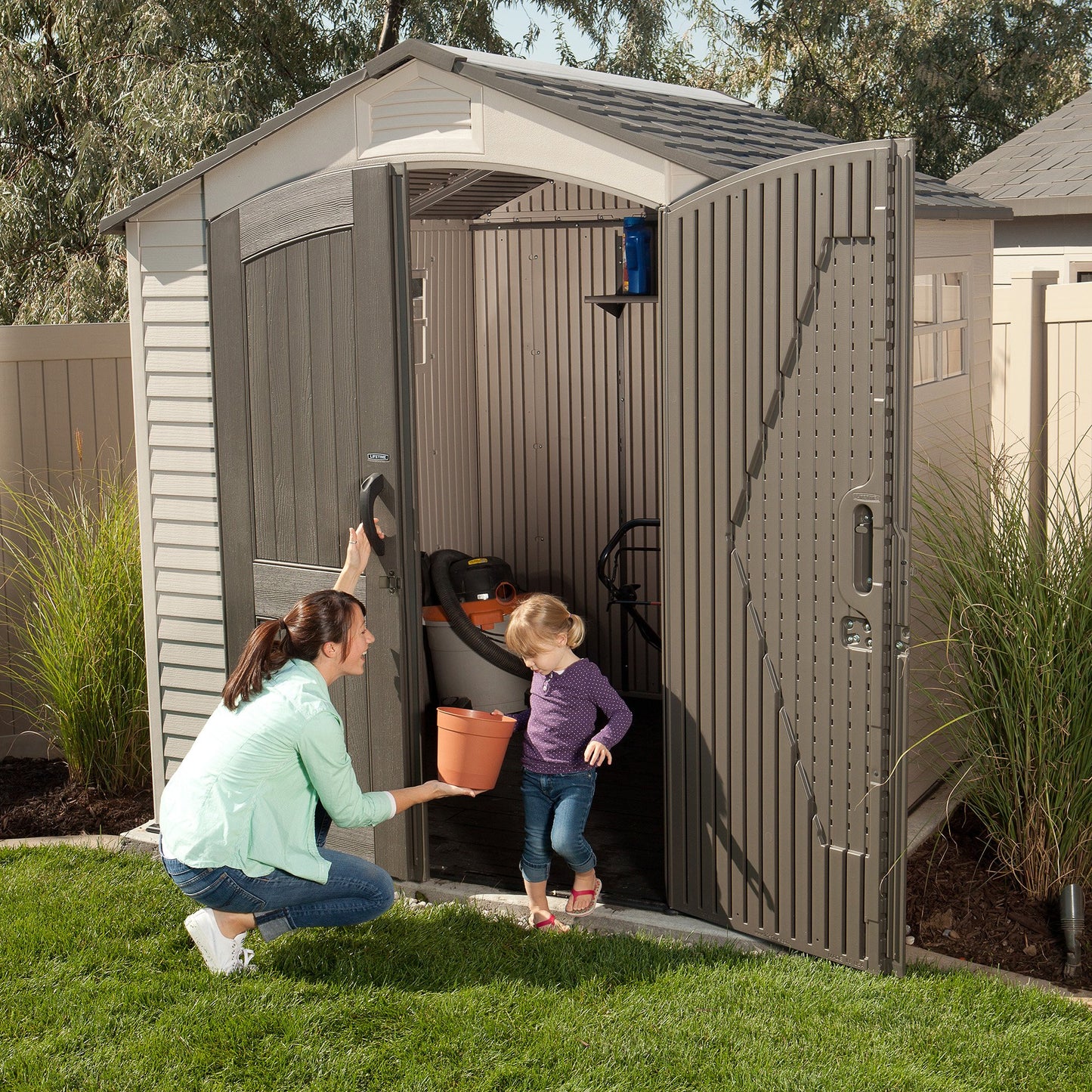Lifetime 60042 7' X 7' Outdoor Storage Shed, Desert Sand 7 ft. x 7 ft.