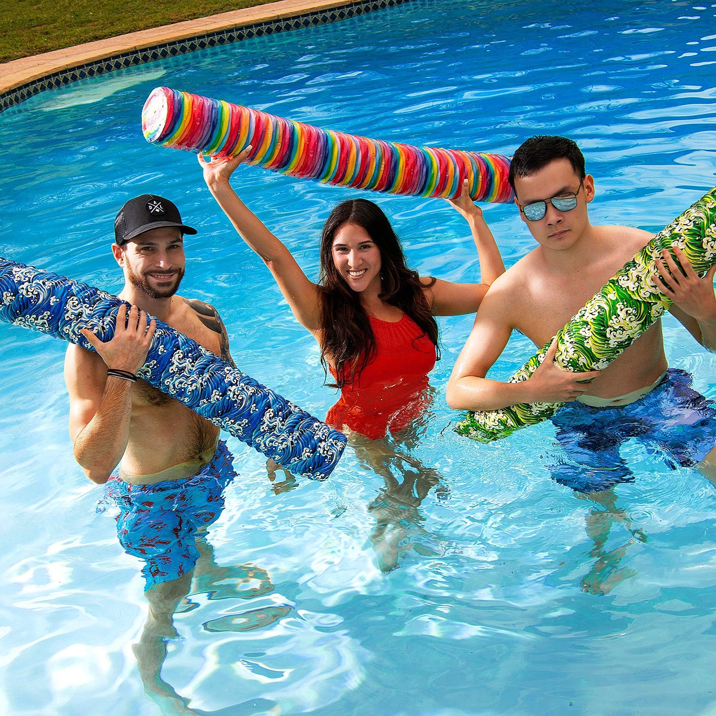 IMMERSA Jumbo Swimming Pool Noodles, Premium Water-Based Vinyl Coating and UV Resistant Soft Foam Noodles for Swimming and Floating, Lake Floats, Pool Floats for Adults and Kids. Green Spoondrift
