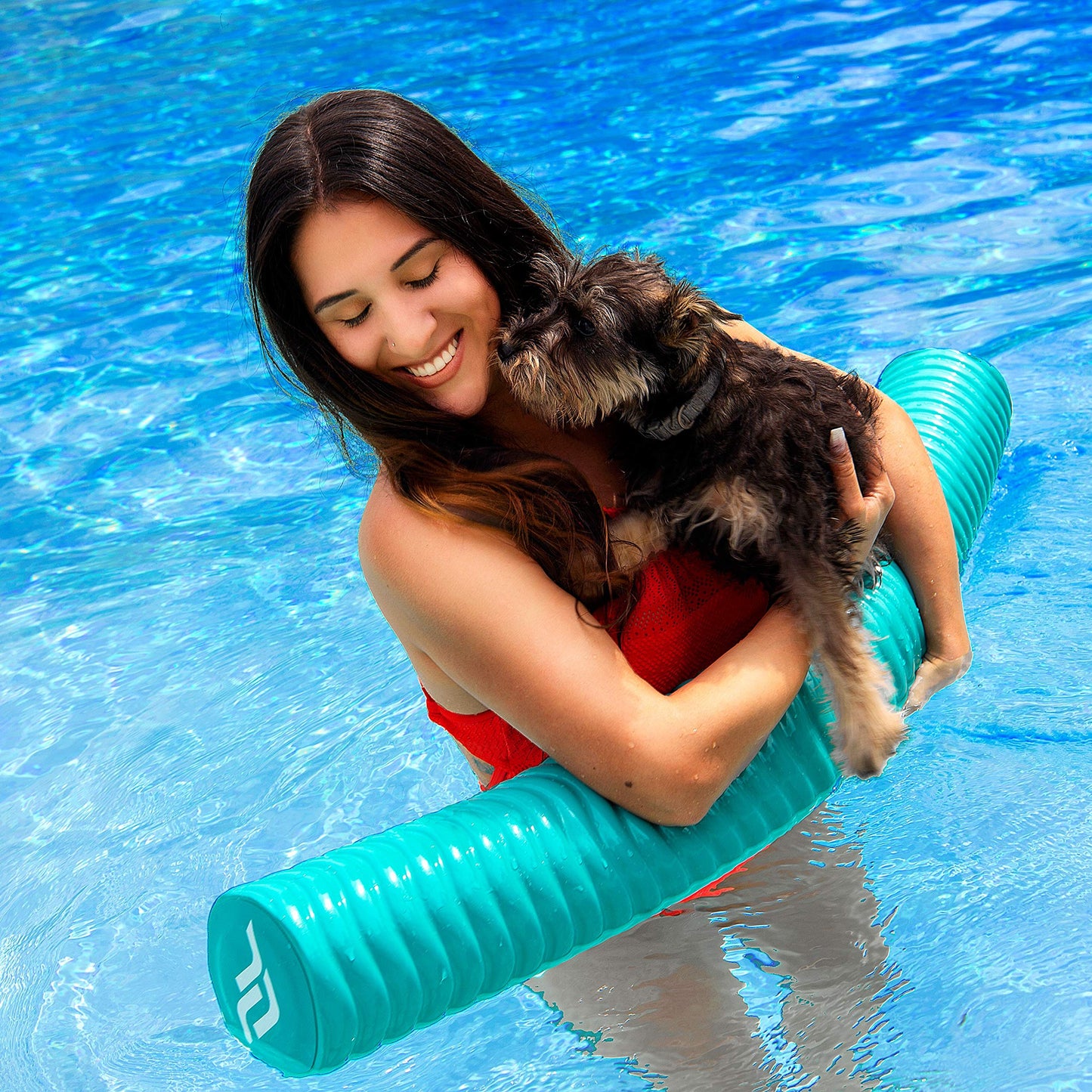 IMMERSA Jumbo Swimming Pool Noodles, Premium Water-Based Vinyl Coating and UV Resistant Soft Foam Noodles for Swimming and Floating, Lake Floats, Pool Floats for Adults and Kids. Teal