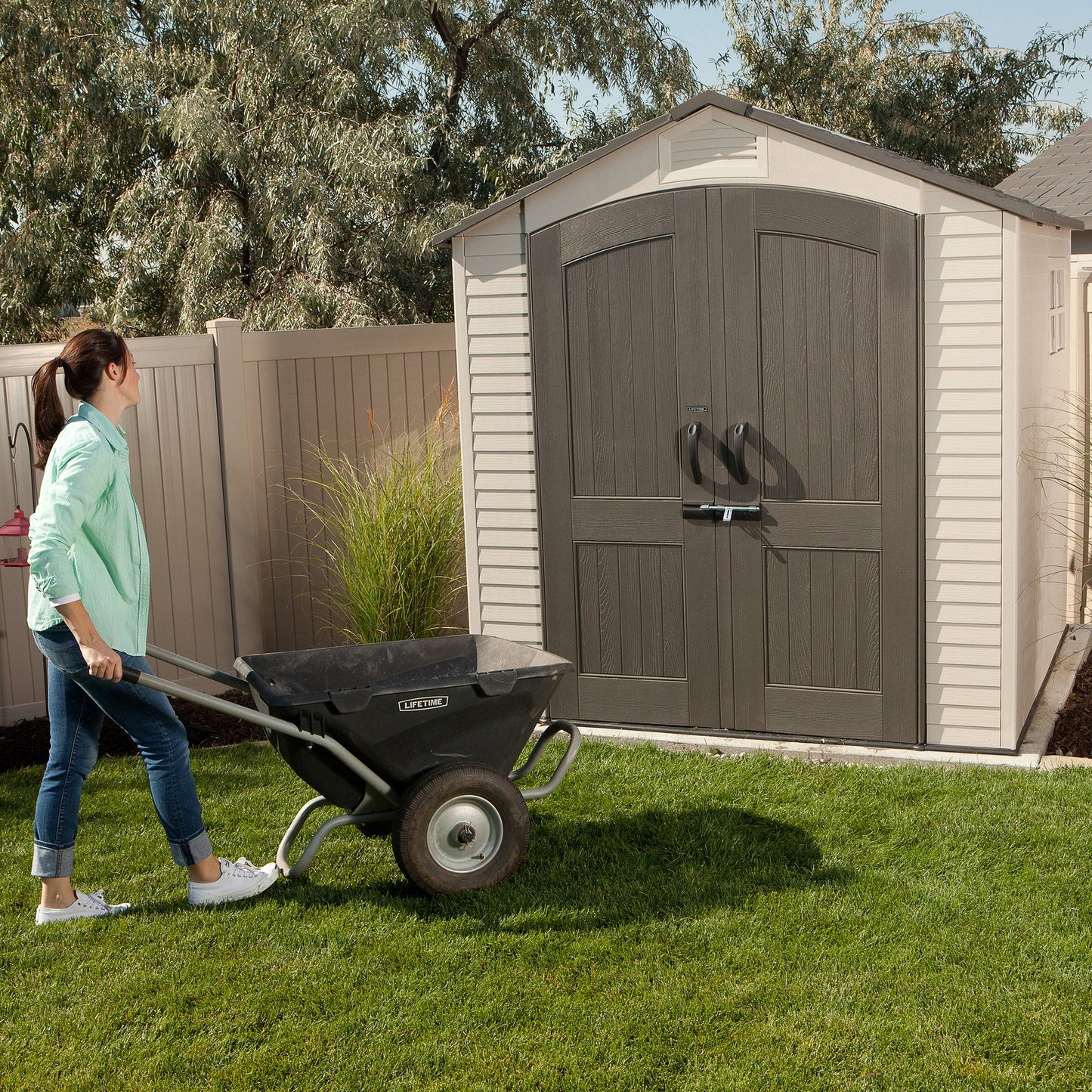 Lifetime 60042 7' X 7' Outdoor Storage Shed, Desert Sand 7 ft. x 7 ft.