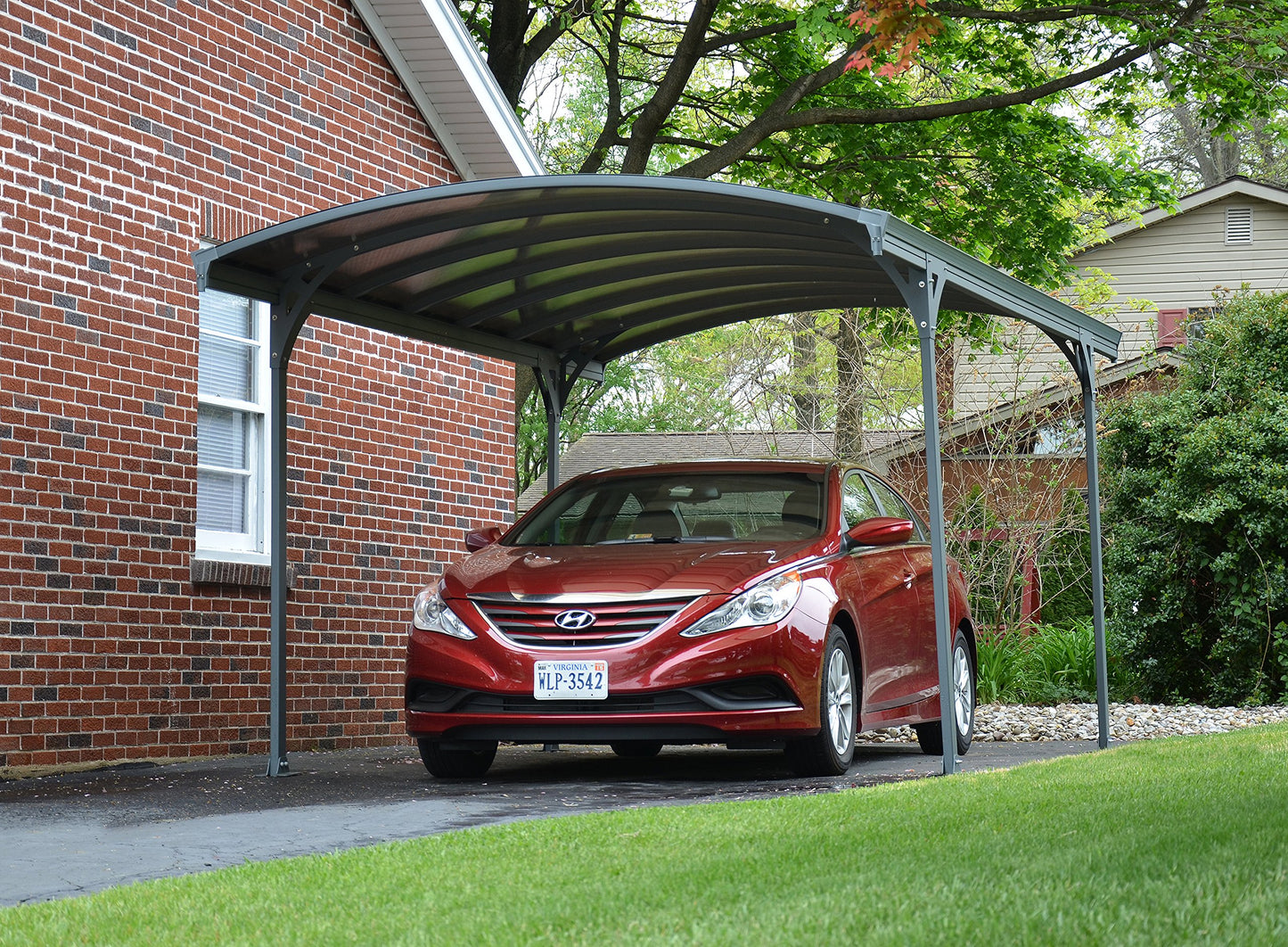 Palram - Carport Canopia Vitoria Gris Toit Arqué