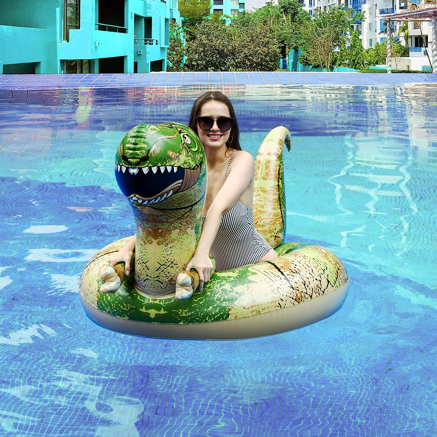 FindUWill 62'' Dinosaur Pool Floats, Inflatable Pool Floaties Swimming Rings Tube Pool Float Summer Beach Toys for Adults and Kids