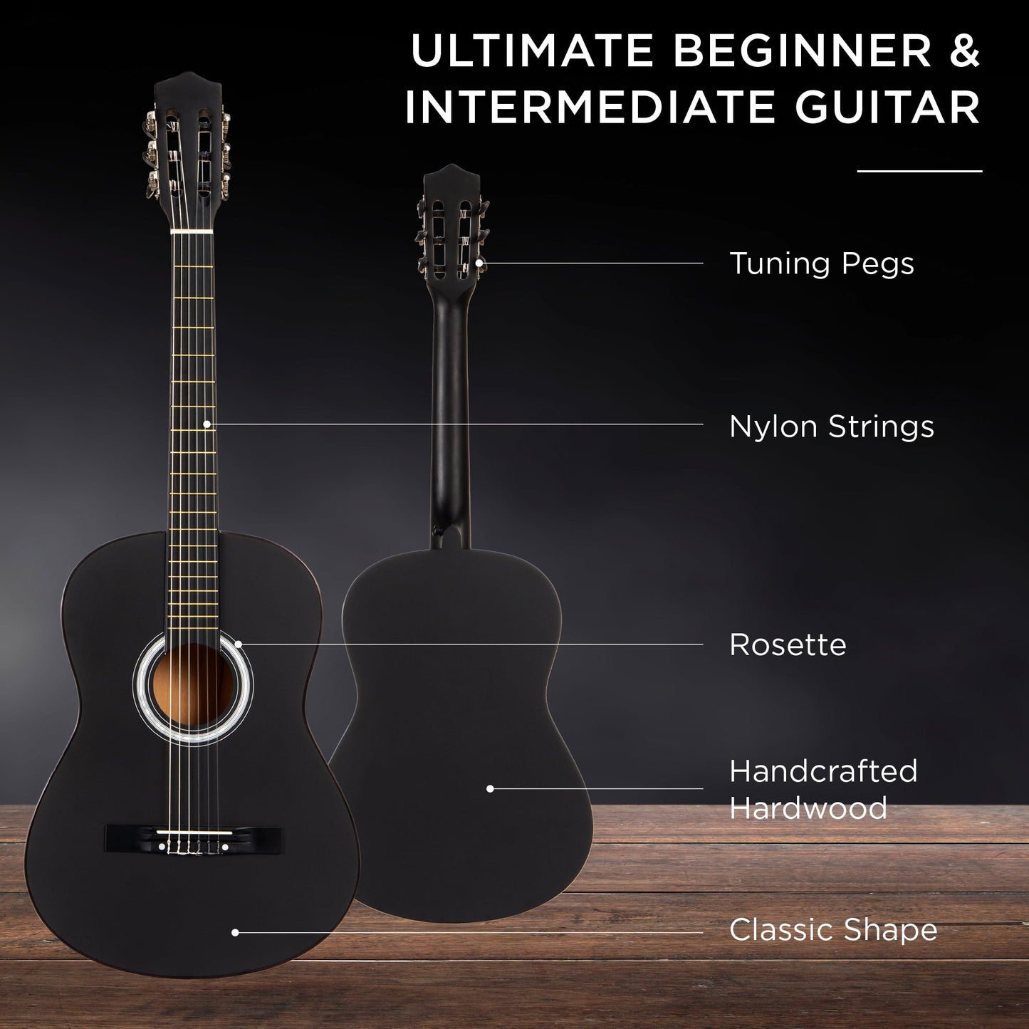 Beginner Acoustic Guitar Set w/ Case, Strap, Digital Tuner, Strings - 38in