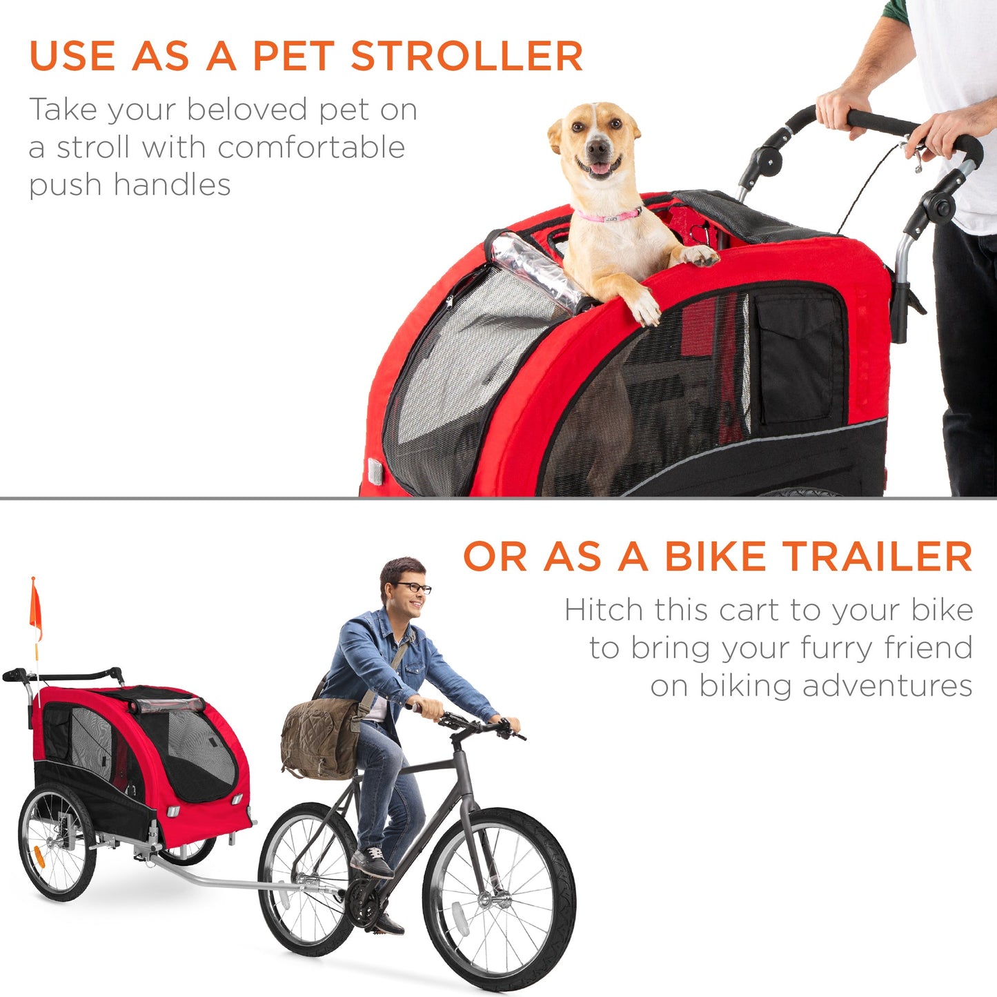 2-in-1 Pet Stroller and Bike Trailer
