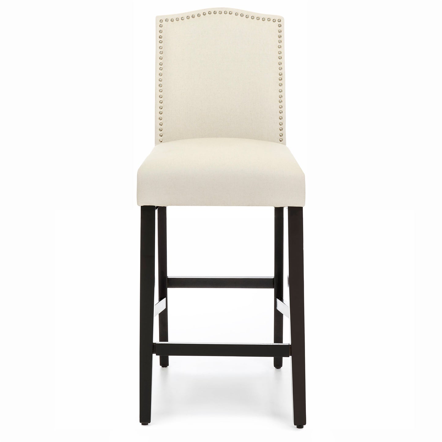 Set of 2 30in Faux Leather Counter Height Bar Stools w/ Studded Trim Back