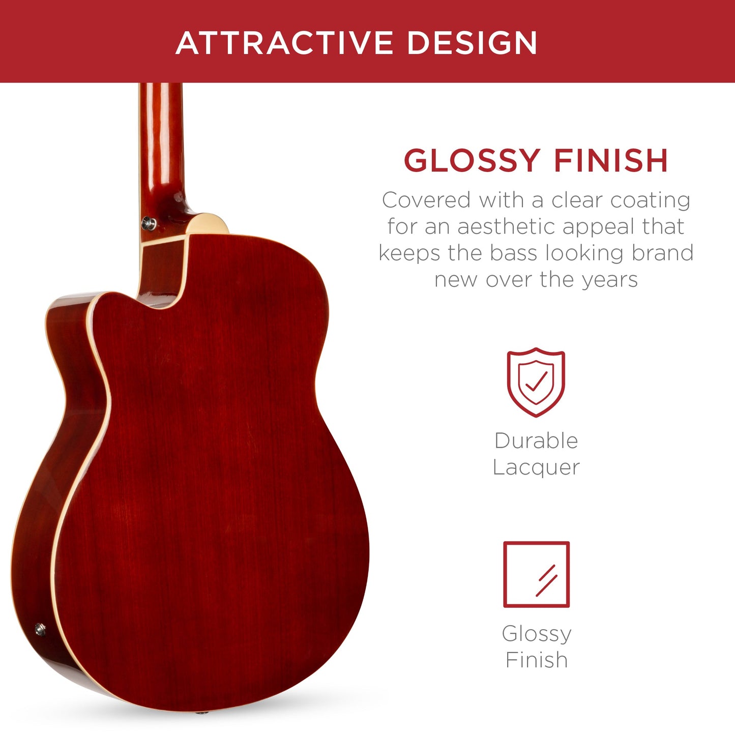 Acoustic Electric Bass Guitar w/ Equalizer, Truss Rod