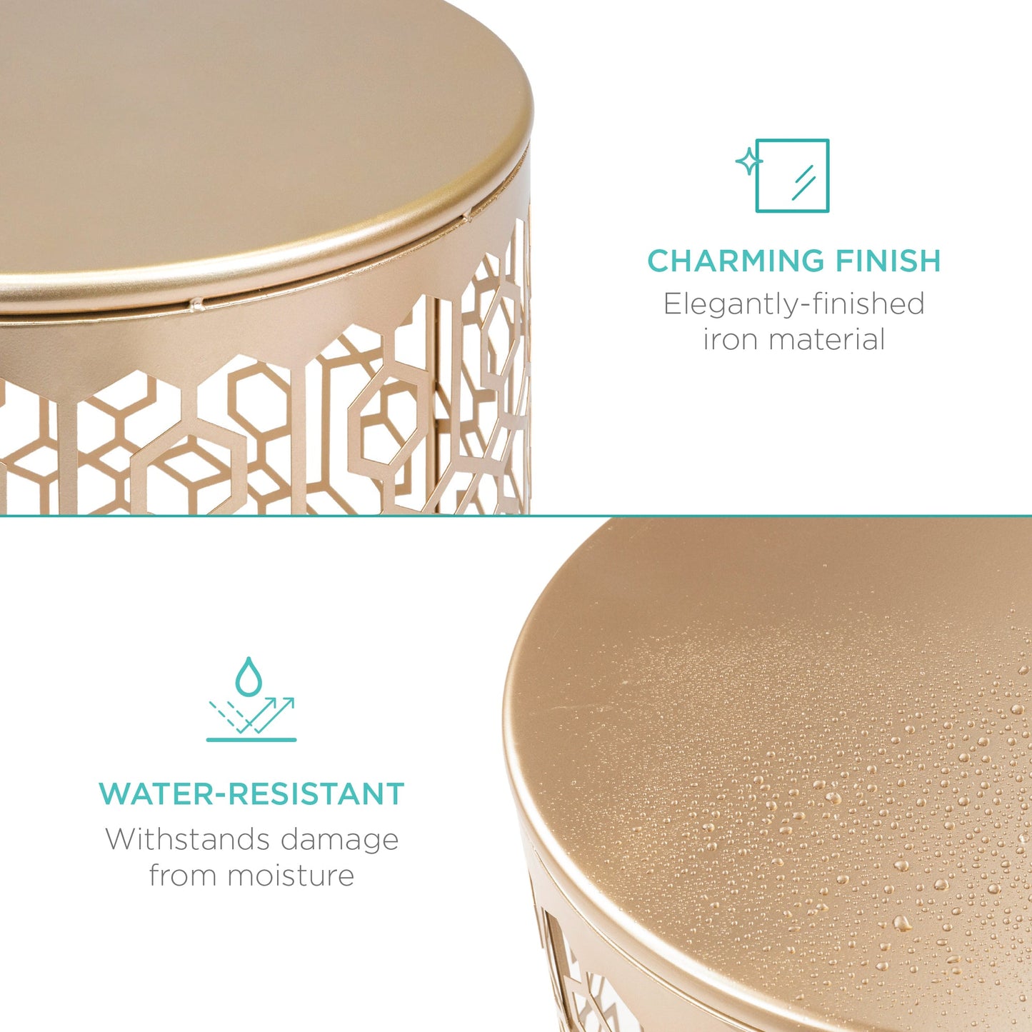 Set of 2 Decorative Round Side Accent Table Nightstands w/ Nesting Design