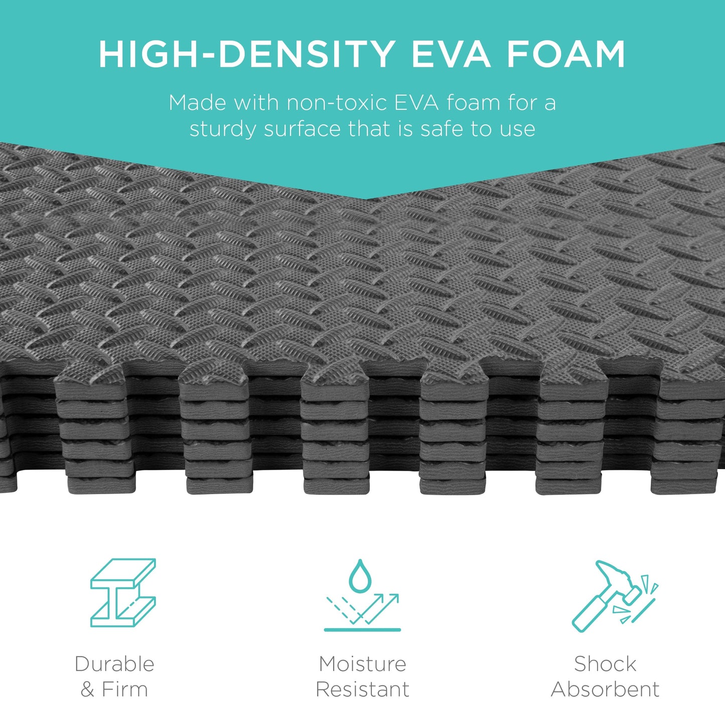 Multipurpose Foam Tiles Customizable Floor Mat w/ Removable Edges