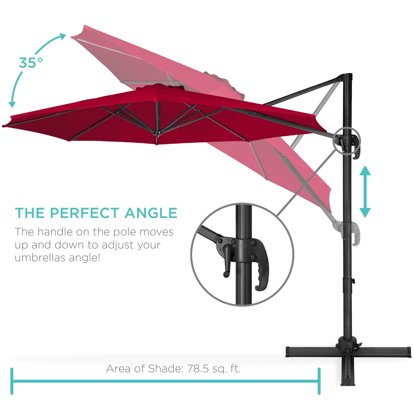 360-Degree Rotating Cantilever Offset Patio Umbrella w/ Tilt - 10ft