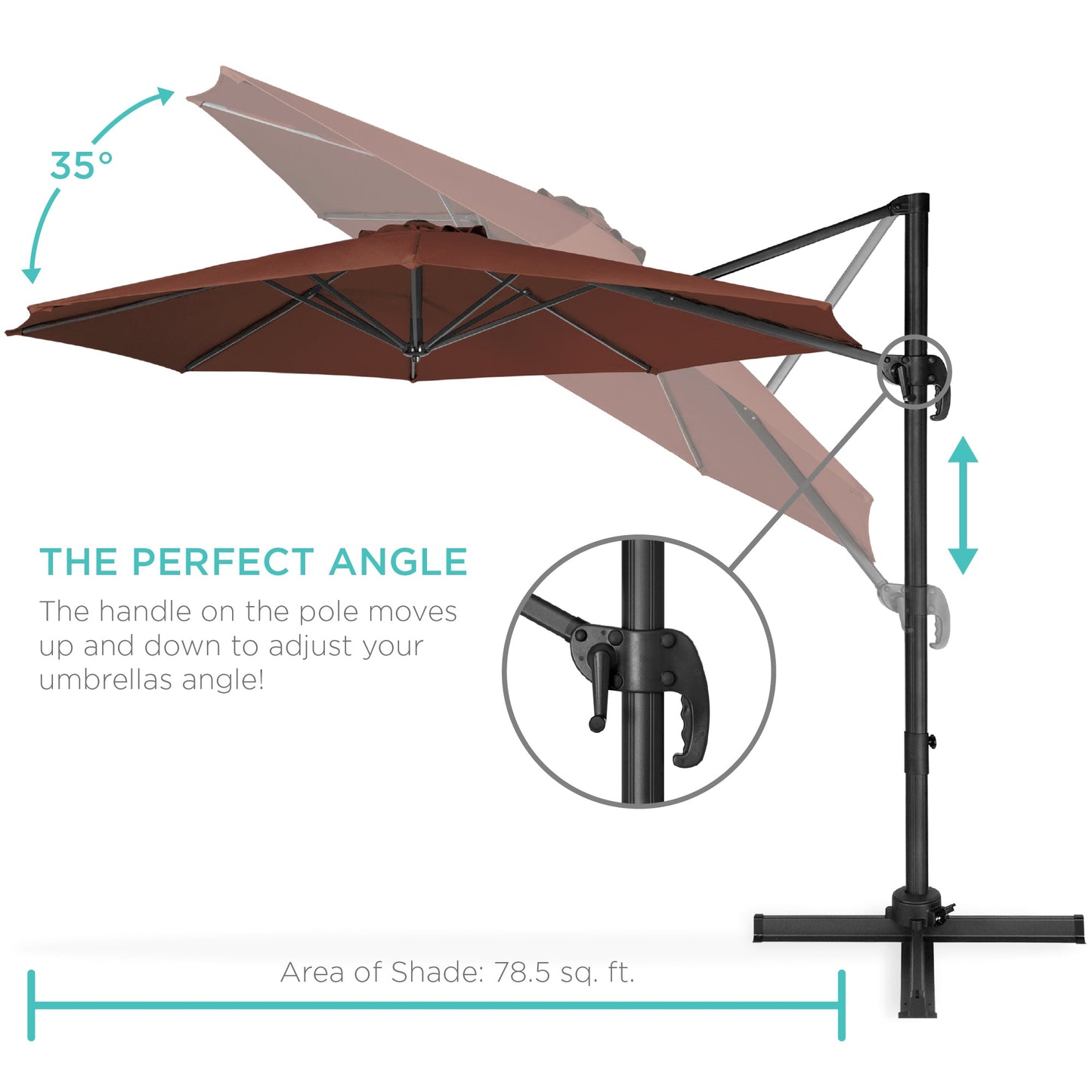 360-Degree Rotating Cantilever Offset Patio Umbrella w/ Tilt - 10ft