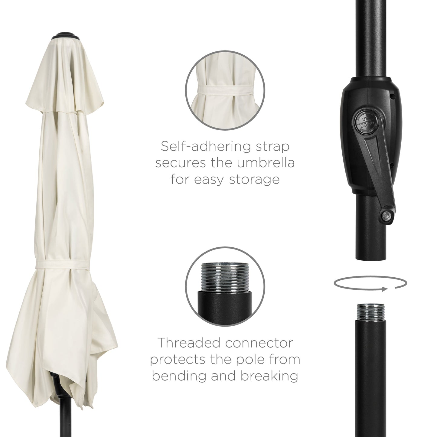 Outdoor Market Patio Umbrella w/ Push Button Tilt, Crank Lift - 7.5ft