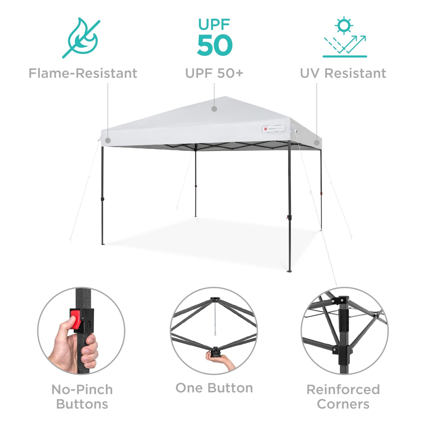 One-Person Setup Instant Pop Up Canopy w/ Wheeled Bag - 10x10ft