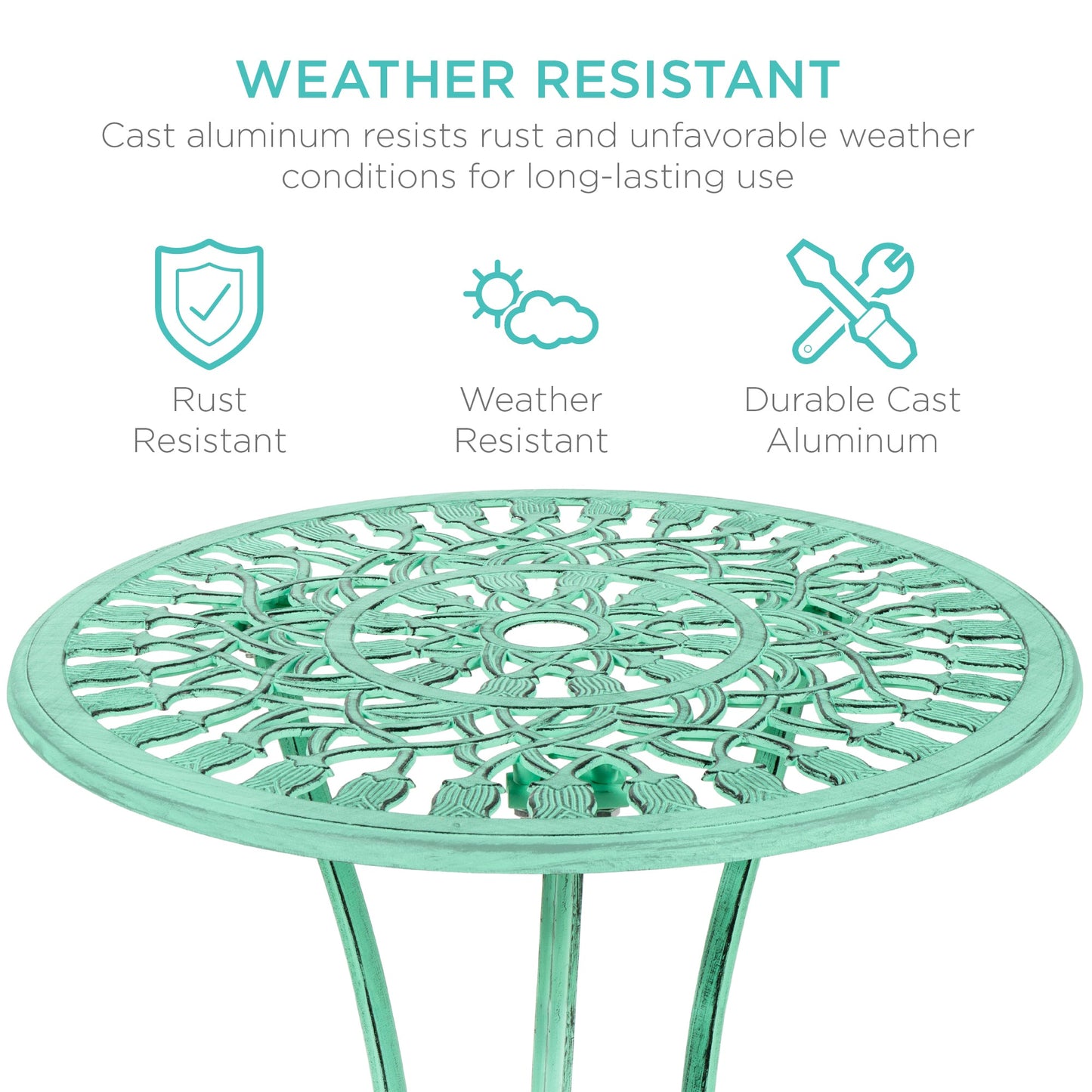 3-Piece Cast Aluminum Patio Bistro Furniture Set