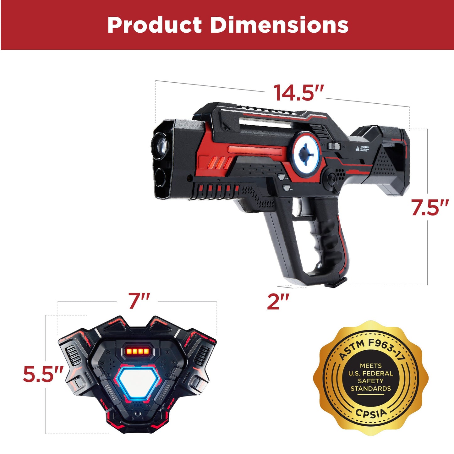 Set of 4 Infrared Laser Tag Blasters & Vests w/ 4 Team Colors