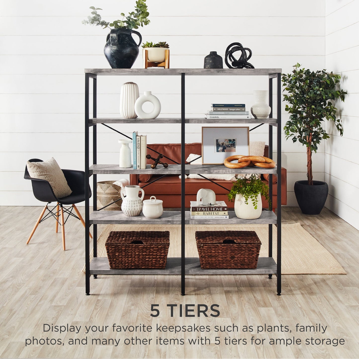 Industrial Bookshelf for Living Room, Walkway w/ Elevated Design - 55in