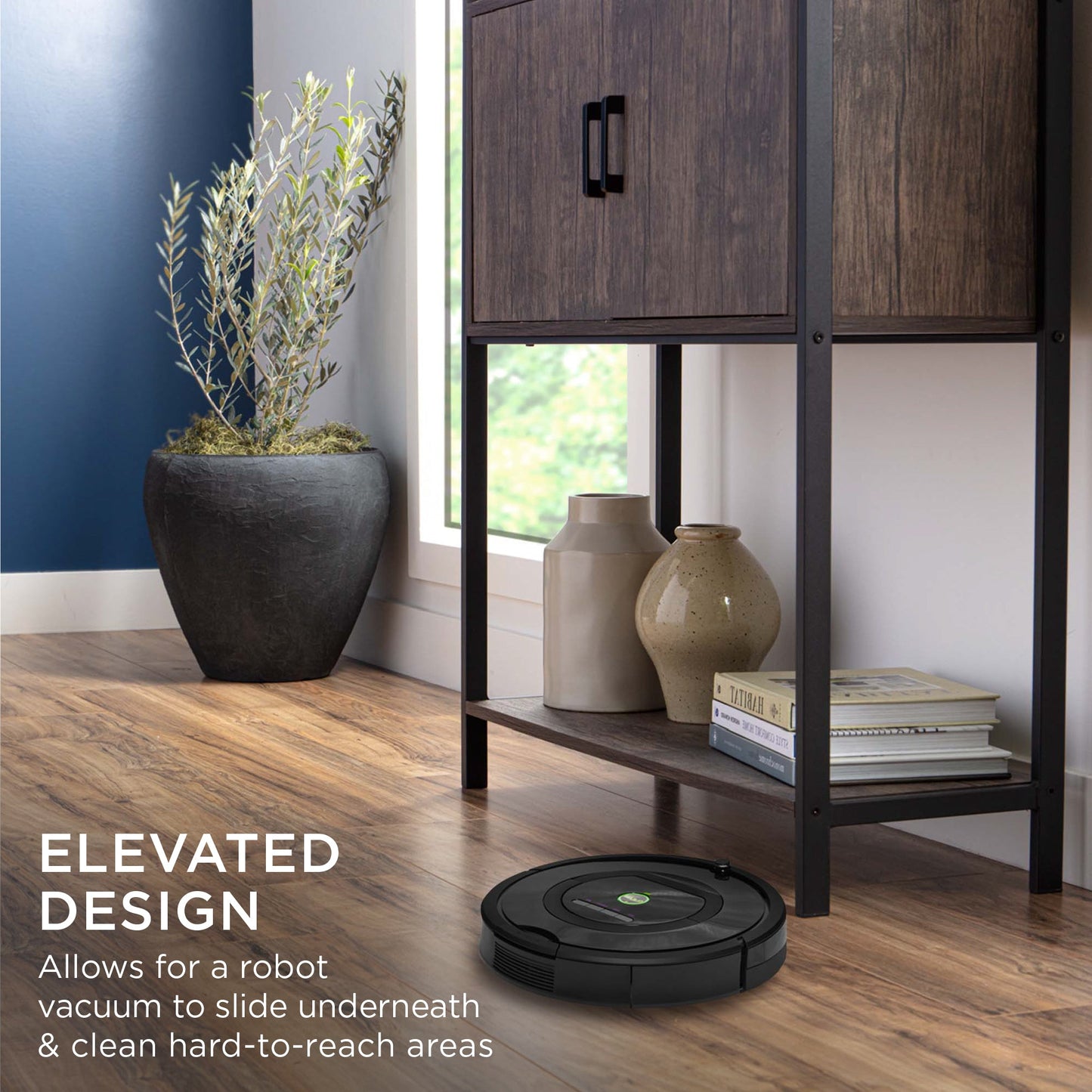 Storage Bookshelf for Living Room, Walkway w/ Cabinet, Elevated Design