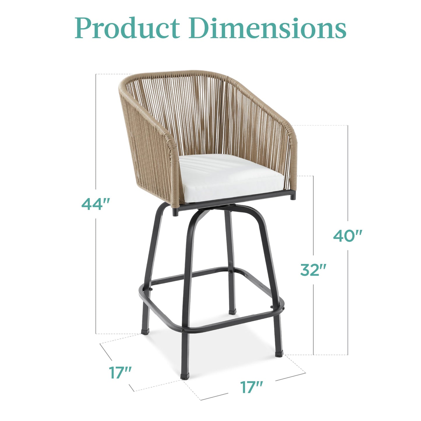 Set of 2 Woven Wicker Swivel Barstools w/ 360 Rotation, Steel Frame
