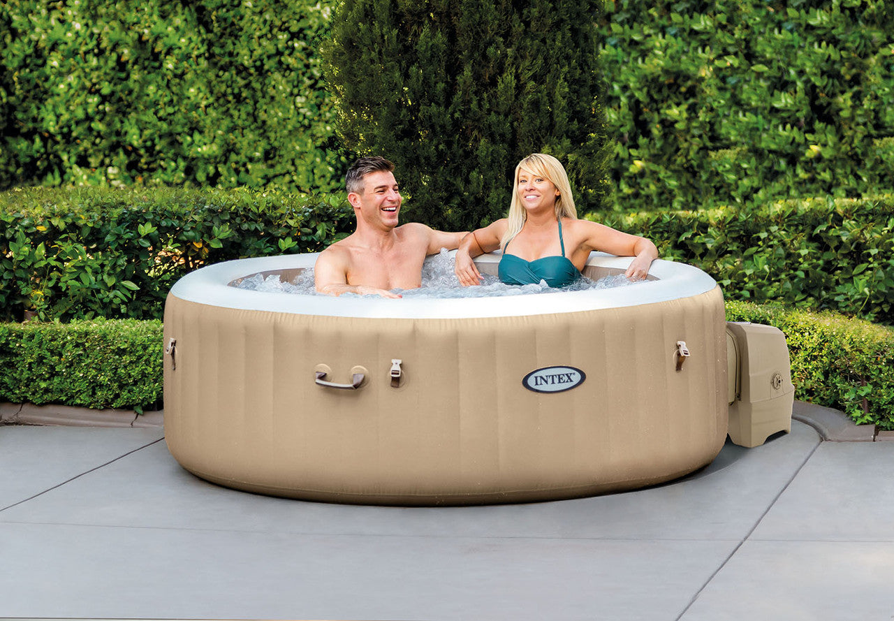 PureSpa™ Bubble Massage Inflatable Hot Tub w/ Energy Efficient Cover - 4 Person