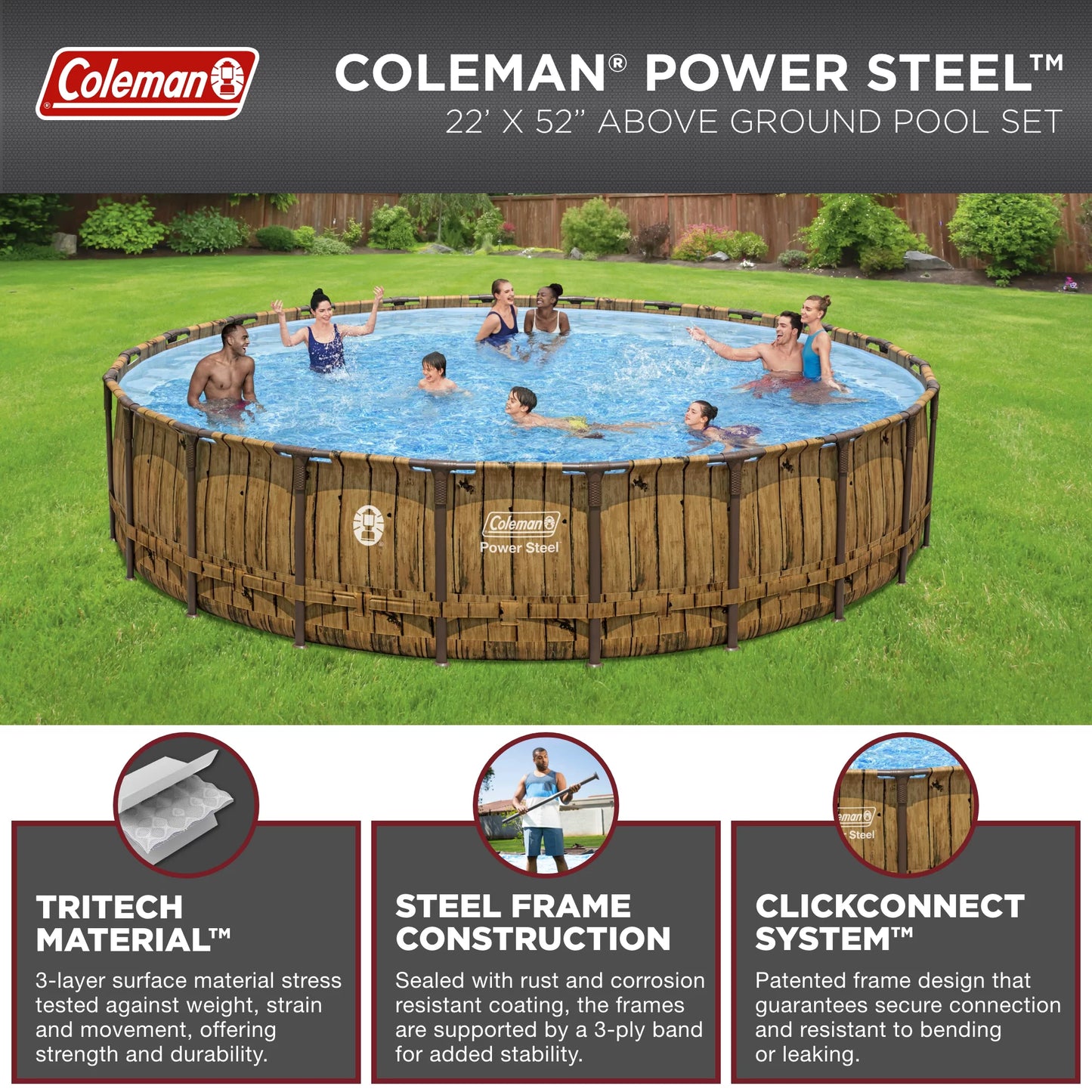 Coleman Round Above Ground Pool, 22' x 52"