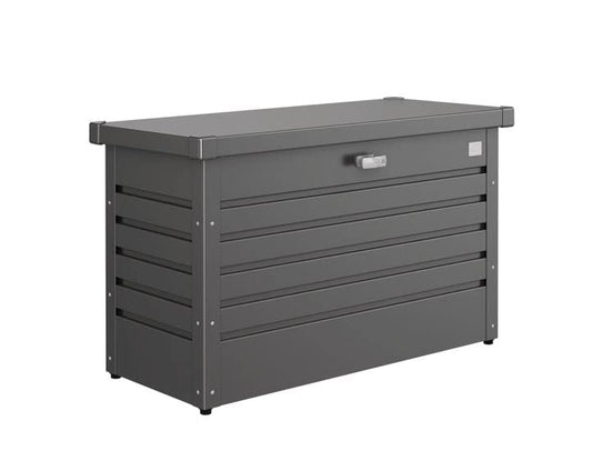 Biohort Leisuretime 51 Gal. Steel Metallic Dark Grey 40in x 18 in x 24in Deck Box with Soft Close Hydraulic Lift (51 Gallon) 51 Gallon