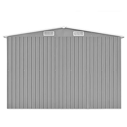 vidaXL Outdoor Storage Shed, Garden Shed, Metal Storage Shed, Backyard Shed for Patio Lawn Porch Bicycles Gardening Tools Lawn Mowers, Gray 101.2" x 192.5" x 71.3"